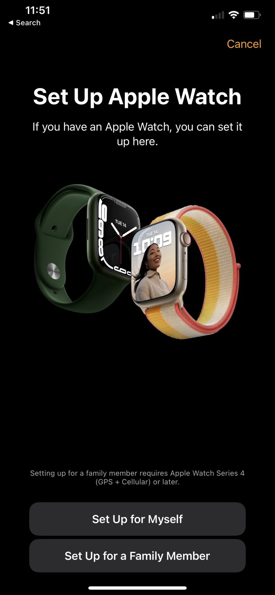 Apple Watch配对选项