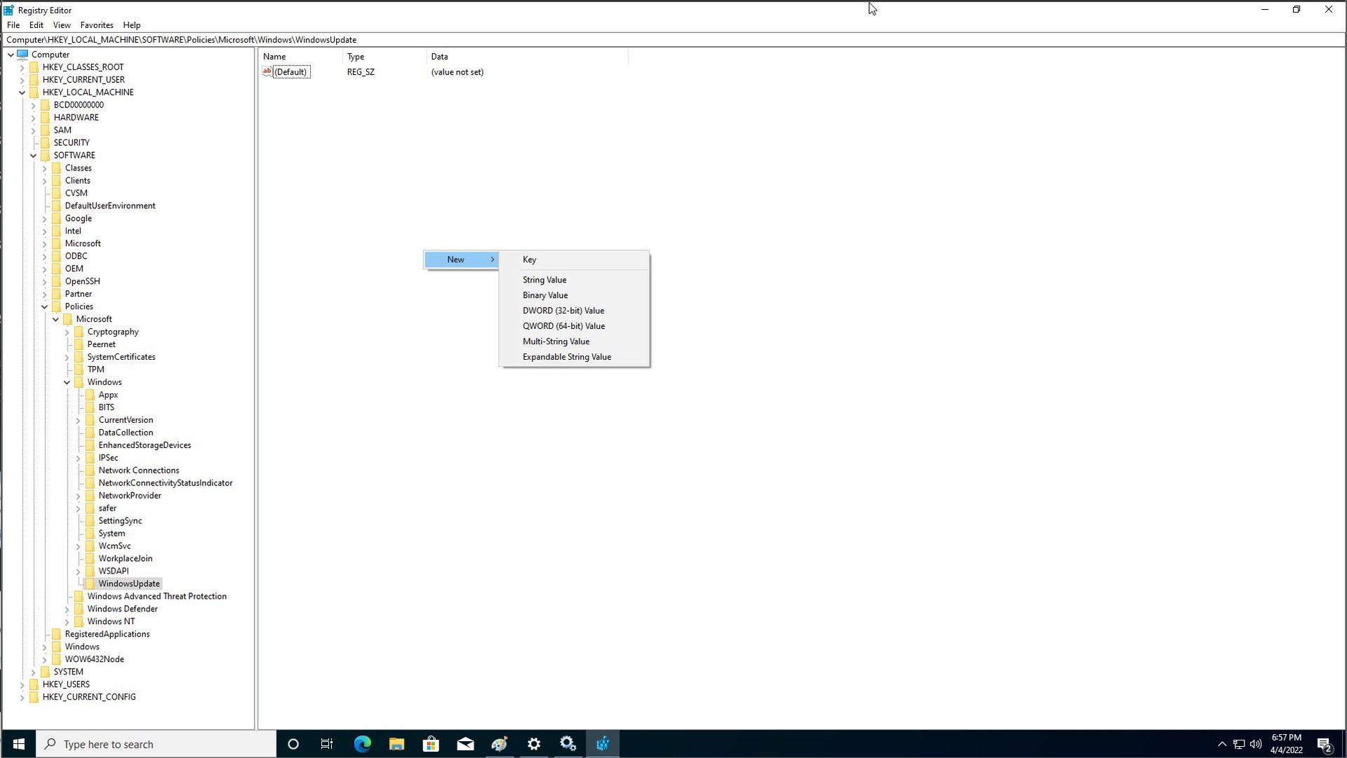 Windows 10恢复WindowsUpdate新DWORD