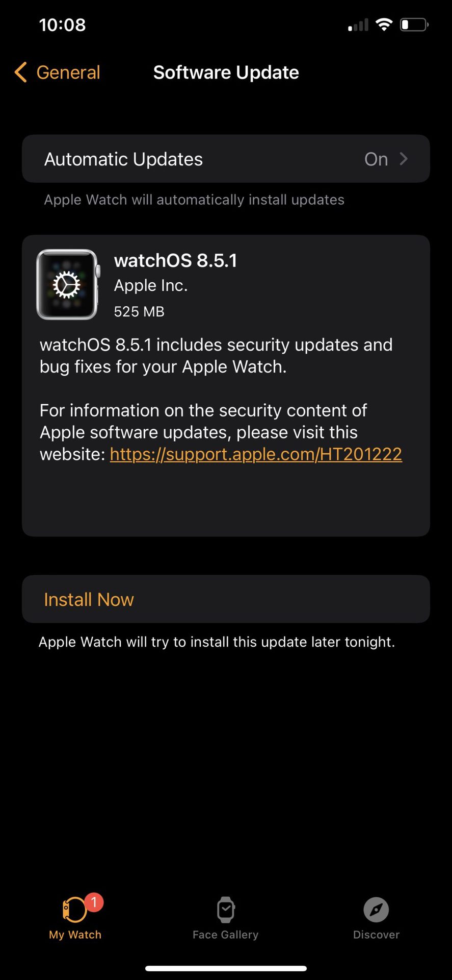 iPhone 11屏幕截图描述了软件更新安装屏幕。