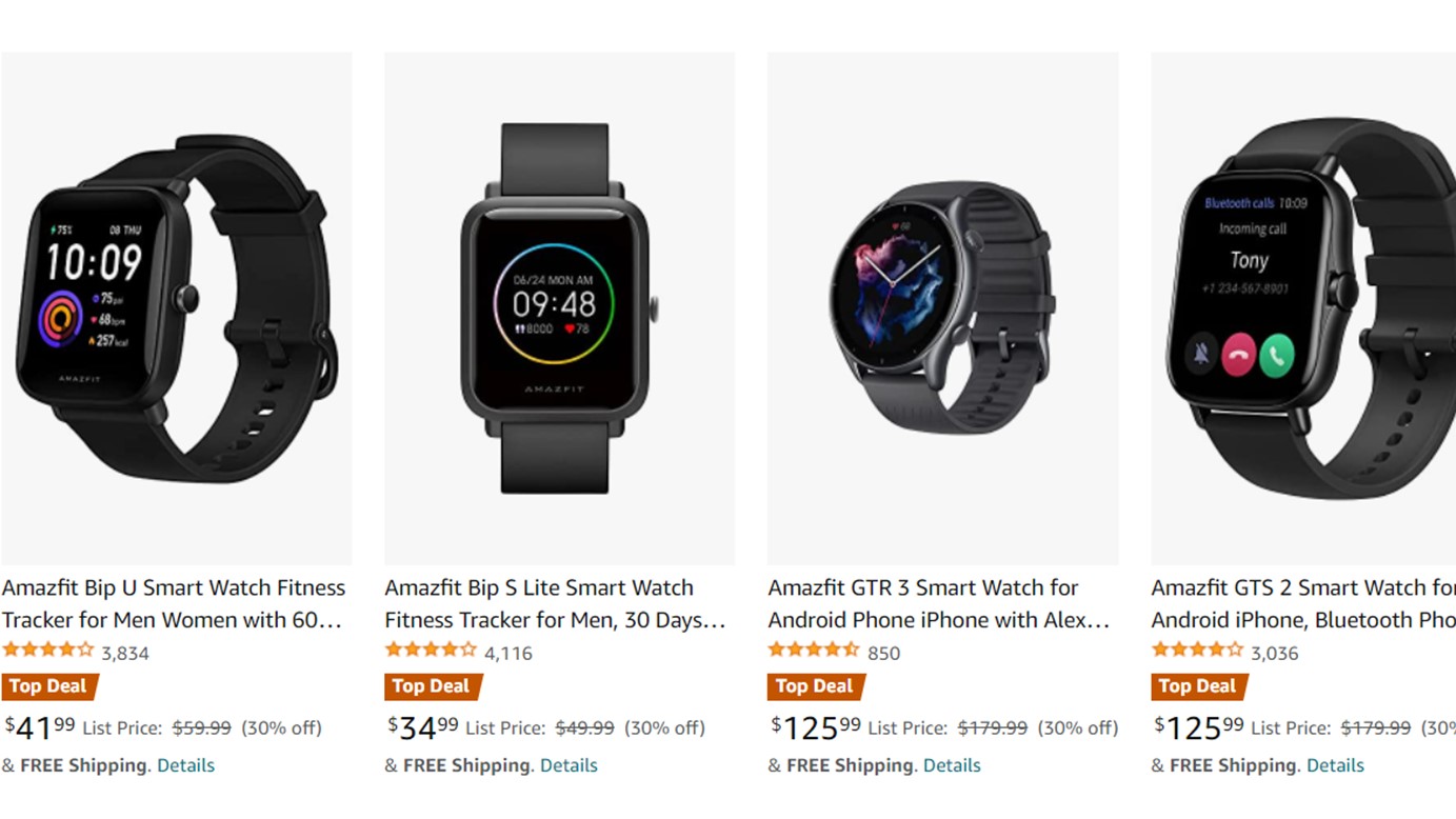 Amazfit智能手表亚马逊销售