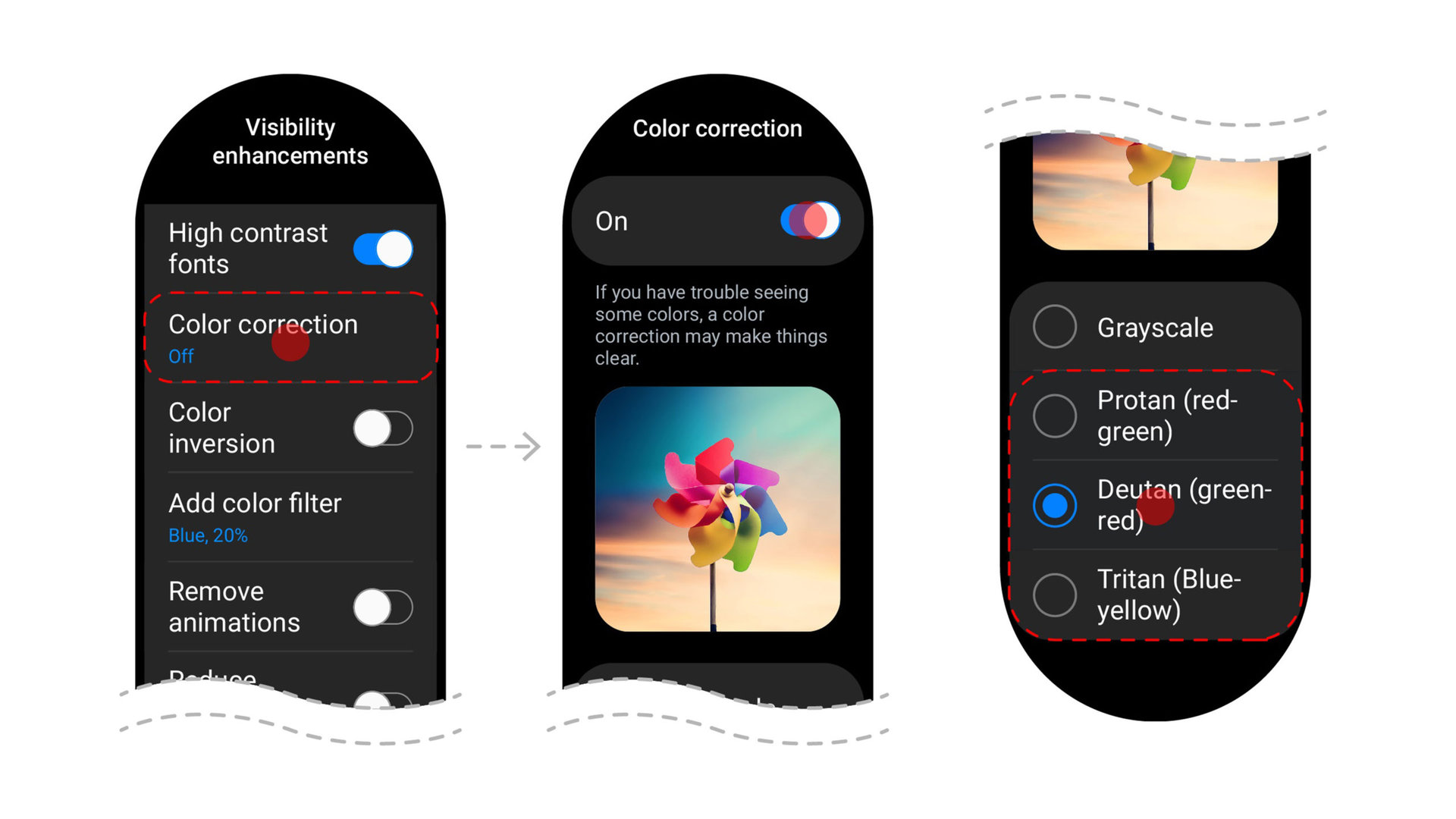 佩戴OS 3.5 One UI Watch 4.5包括可见性增强和颜色校正。