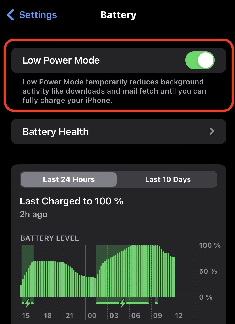 iPhone电池低电源模式